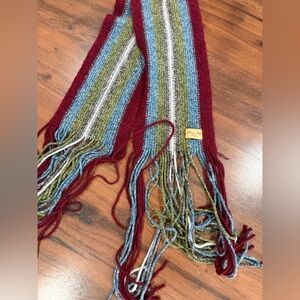 Primo Filo Italia Red  Blue green Scarf with Tassels